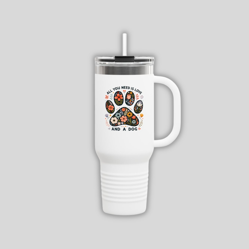 [PHYSICAL] Floral Dog Love Insulated Travel Mug