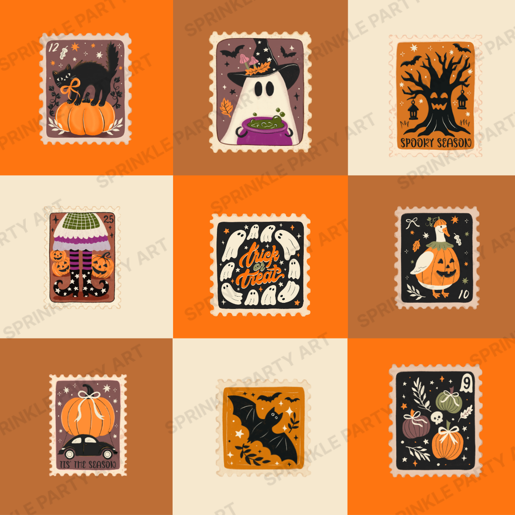 [DIGITAL] Vintage Halloween Stamps Clipart Bundle