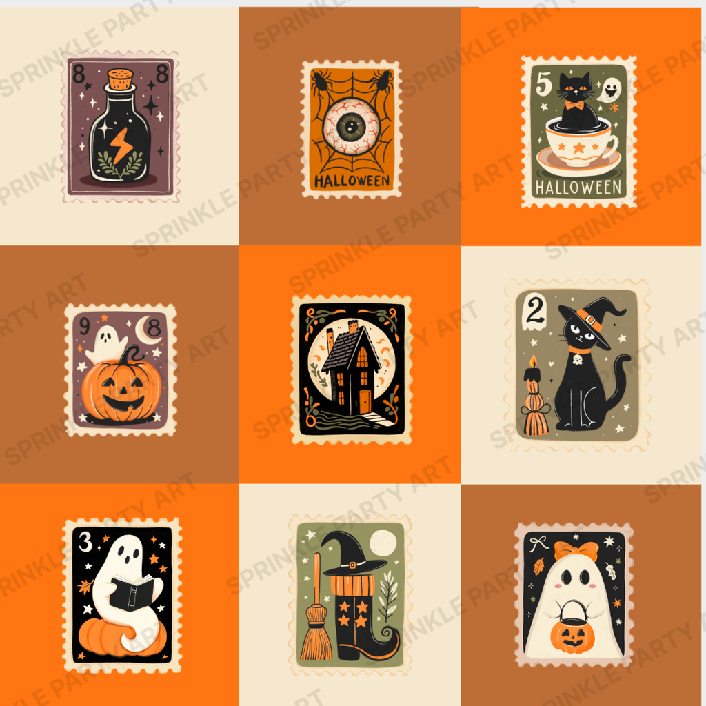 [DIGITAL] Vintage Halloween Stamps Clipart Bundle